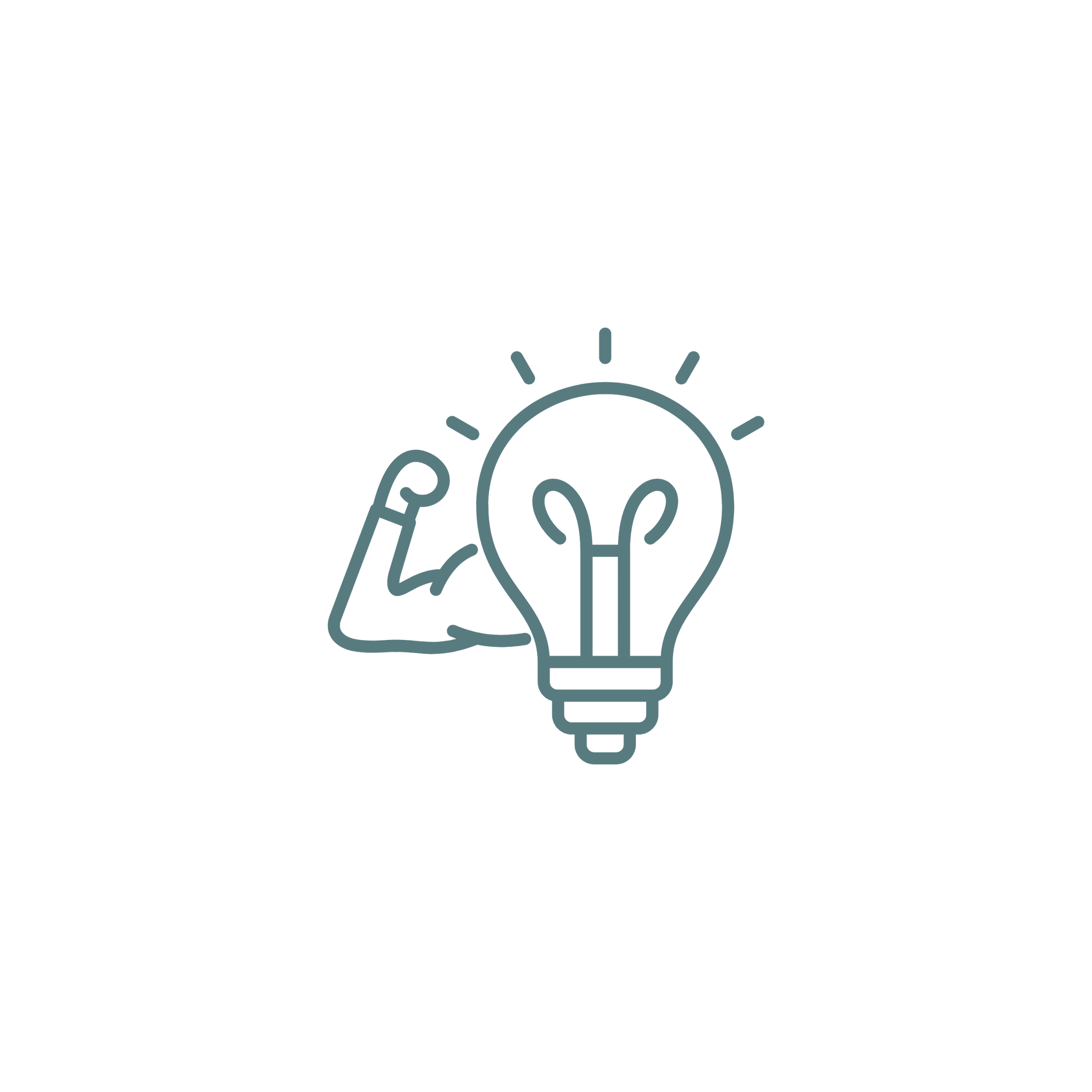 Green icon displaying a lightbulb and flexing arm