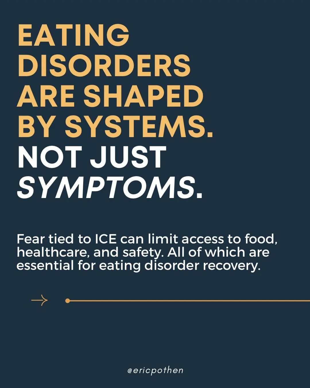 Eating disorders don&rsquo;t happen in isolation.

They&rsquo;re shaped by stress, trauma, access to food, access to care, and safety.

For some people, fear related to ICE enforcement means avoiding grocery stores, skipping appointments, or staying 
