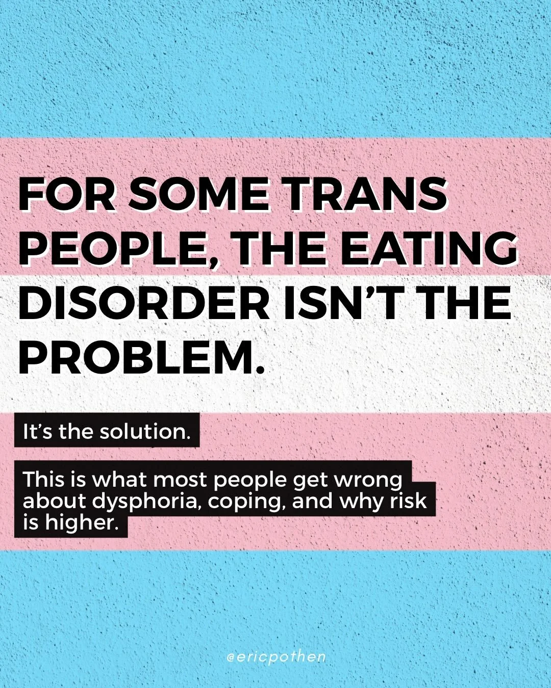 Trans Day of Visibility matters.
But visibility has to include the hard parts too.

Trans people are at higher risk for eating disorders.
Not because something is wrong with them, but because of what they are navigating.

Gender dysphoria.
Body disco
