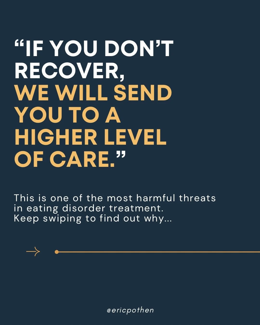 &ldquo;We&rsquo;re going to send you to a higher level of care if you don&rsquo;t start eating.&rdquo;

For many people with eating disorders, that doesn&rsquo;t feel like support.

It feels like a threat.

Higher levels of care can be lifesaving. Bu