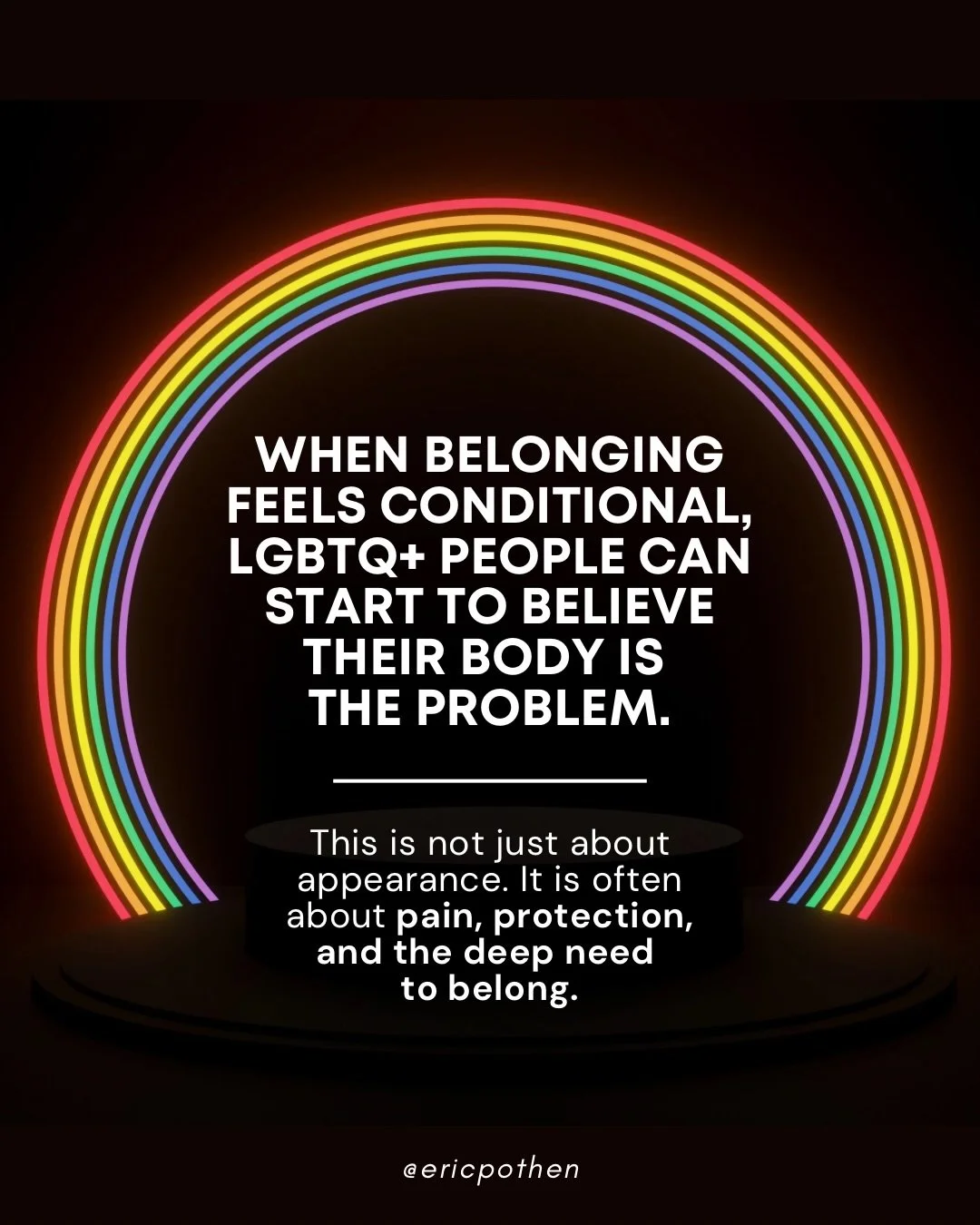 Pride is about visibility, but it also has to be about care.

For many LGBTQ+ people, eating disorders are not just about food or appearance. 

They can be connected to rejection, dysphoria, shame, pressure, safety, and the need to belong.

LGBTQ+ pe