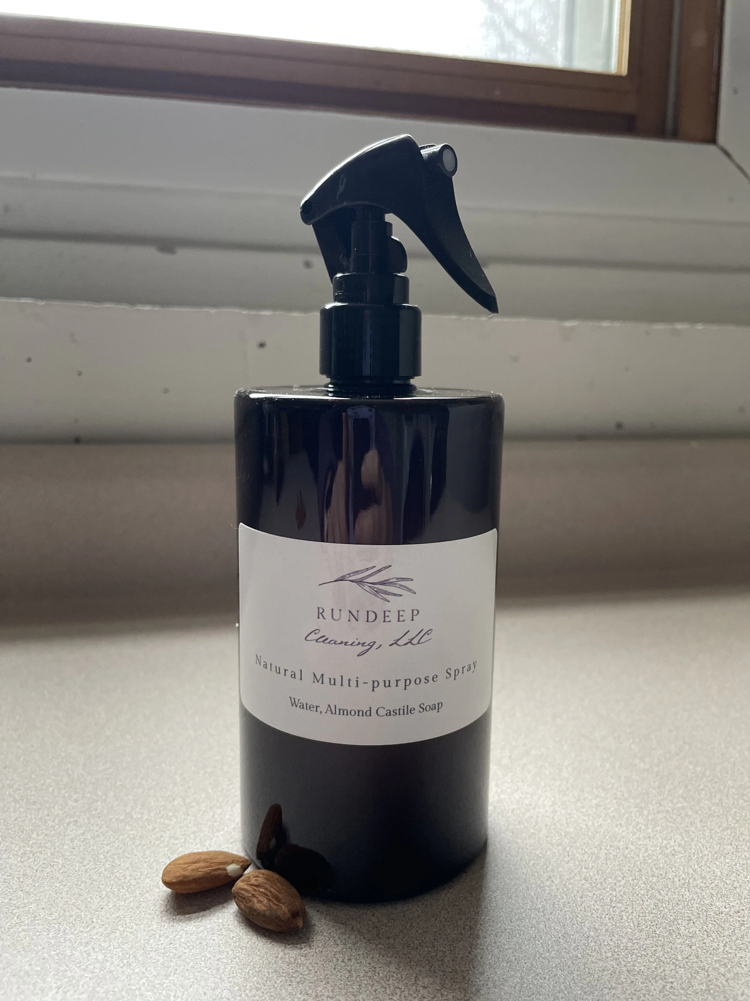 **Almond Castile Soap Multi-Purpose Spray**

A gentle yet effective everyday cleaner made with almond-scented castile soap. This multi-purpose spray safely lifts dirt, grease, and grime while leaving surfaces fresh and naturally clean—without harsh c