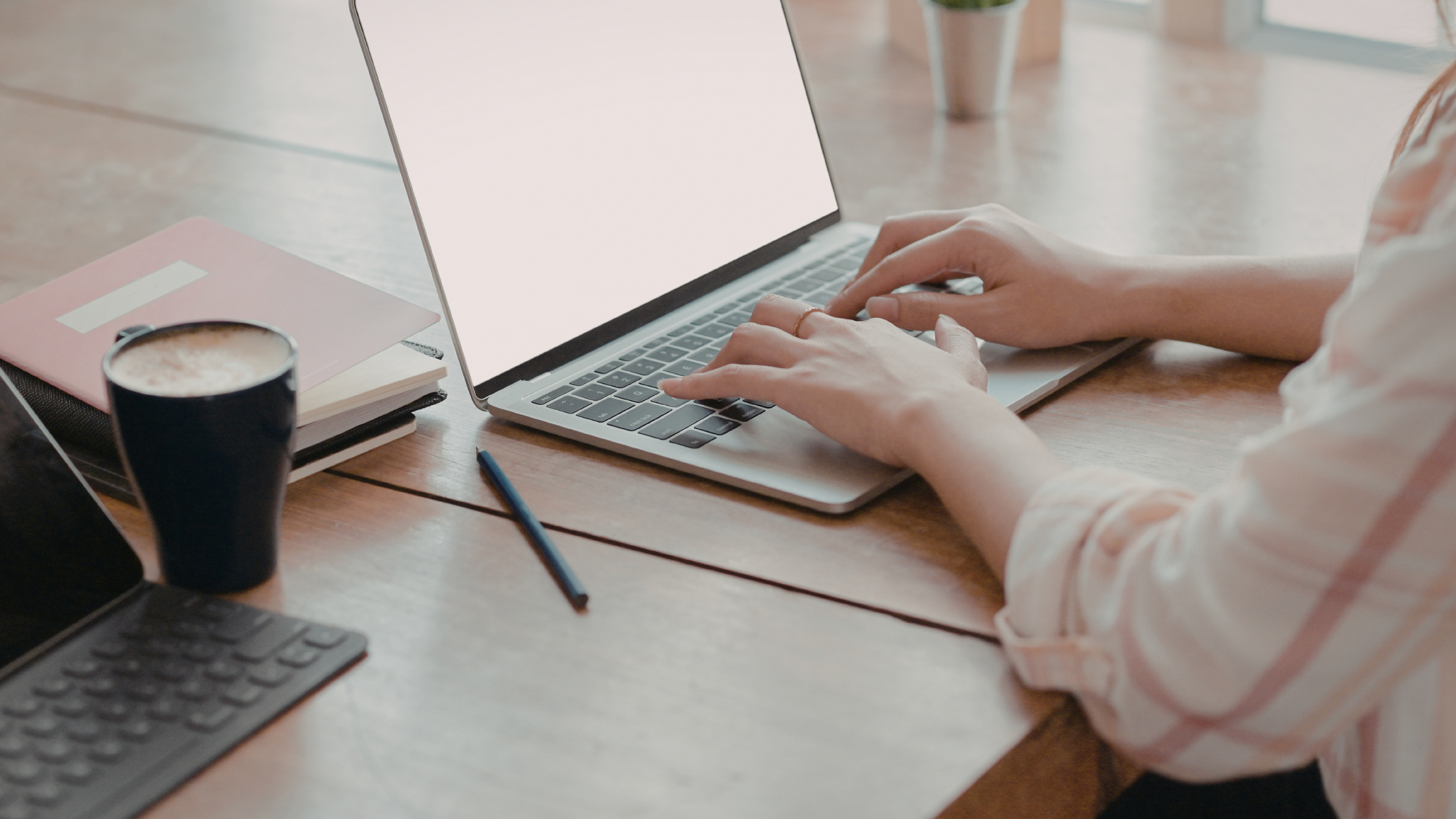 Focused entrepreneur planning strategic business goals at a clean desk.