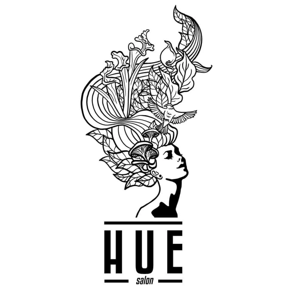Logo for Hue Salon, a professional hair salon in Downtown Panama City, Florida. Hue Salon offers hair color services, blonding, balayage, dimensional color, extensions, haircuts, gray coverage, and beauty services. Serving clients in Panama City, Pan