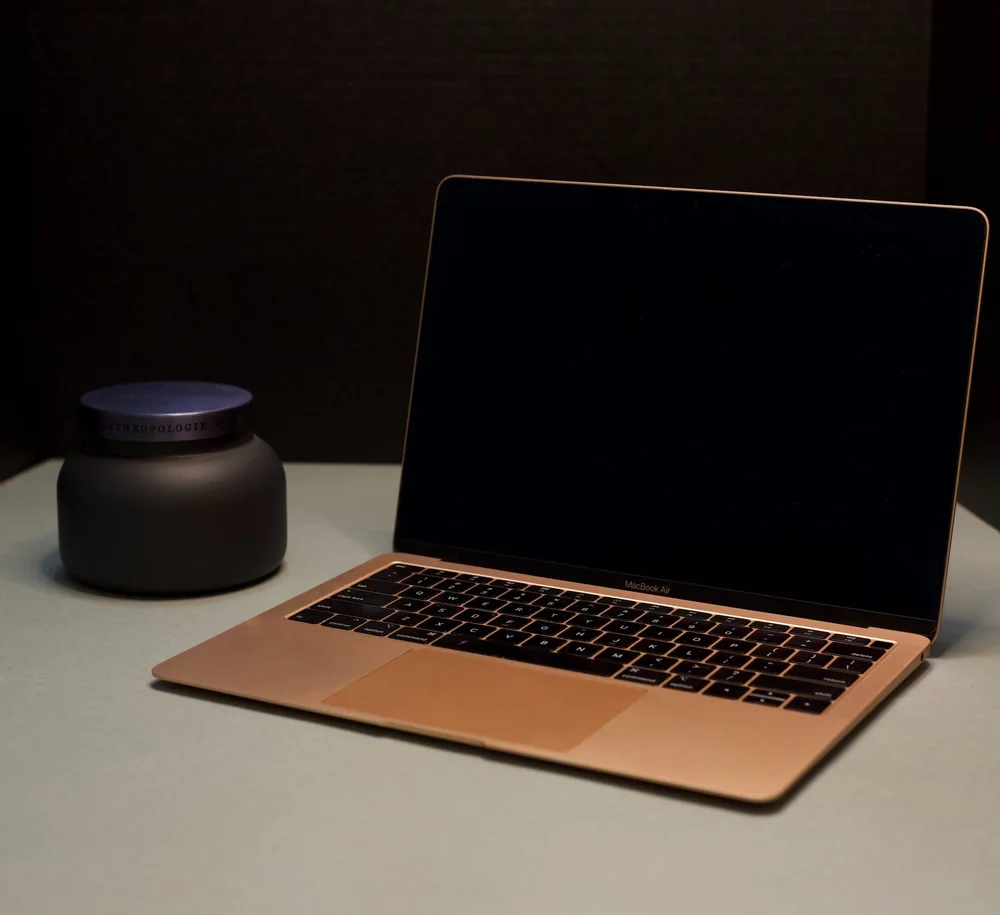 Camera and laptop set up for a Halstead Creative Co. photography and content shoot