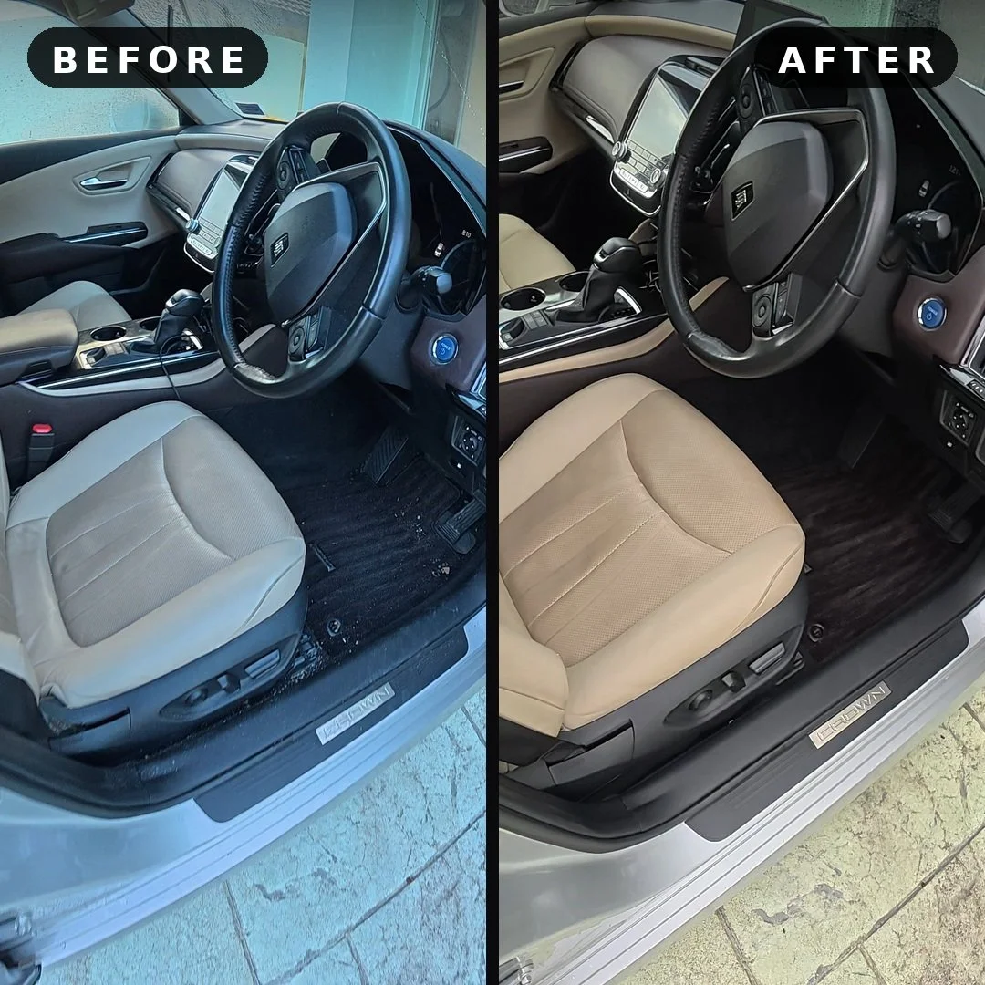 Interior car detail before and after