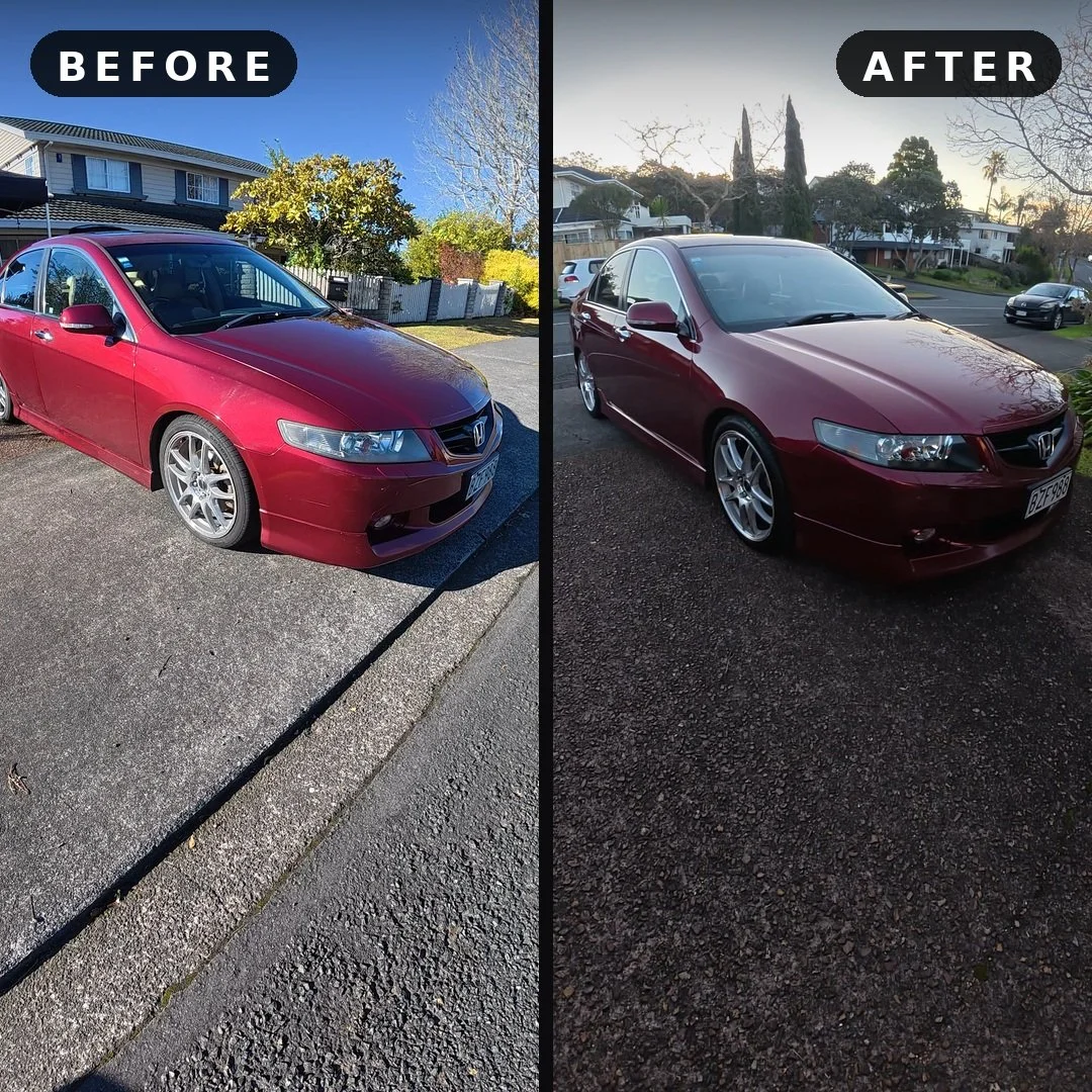 Paint improvement before and after on Honda Accord