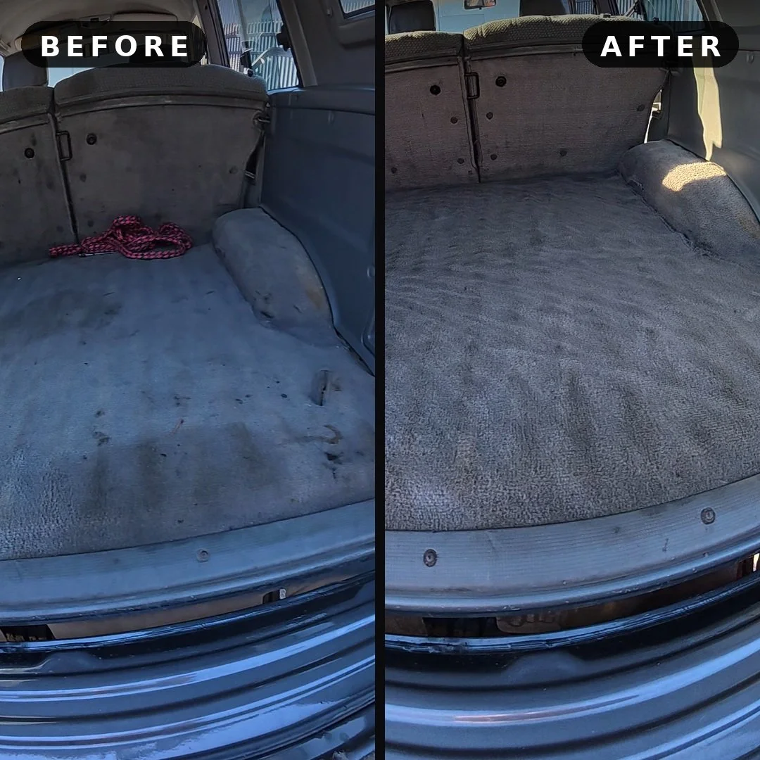 Interior boot carpet revival before and after comparison