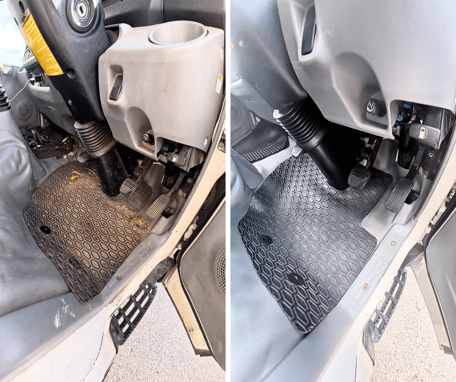 Car Foot Well Detailing Before and After 