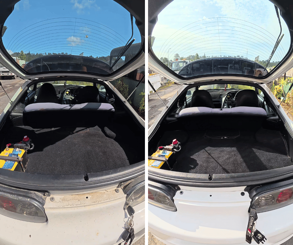 Car Boot and Door Jamb thorough clean before and after