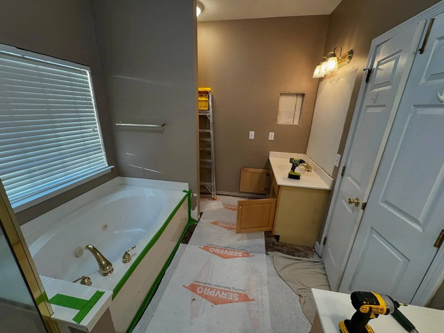 Water damaged bathroom gutted and ready to put back together