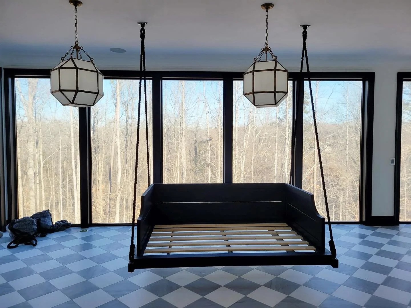 Extra supports added for this interior swinging bench!
