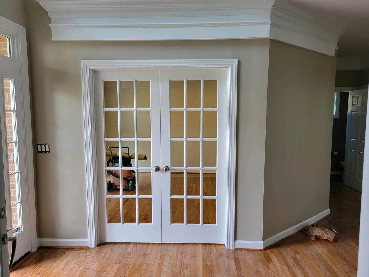 French door installation turns this open area into an office