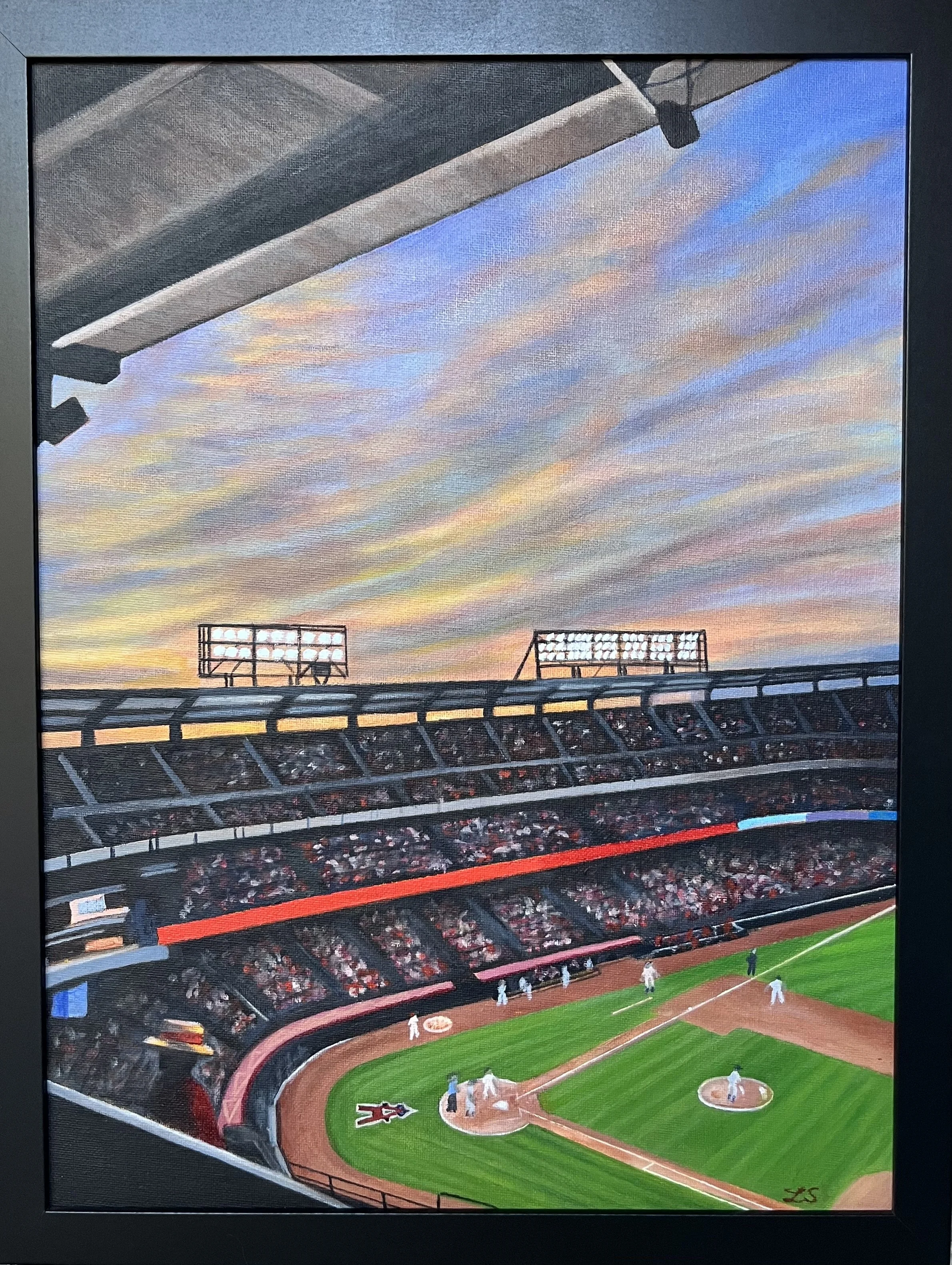 Ballgame 
12” x 16” acrylic on panel, framed (sold)