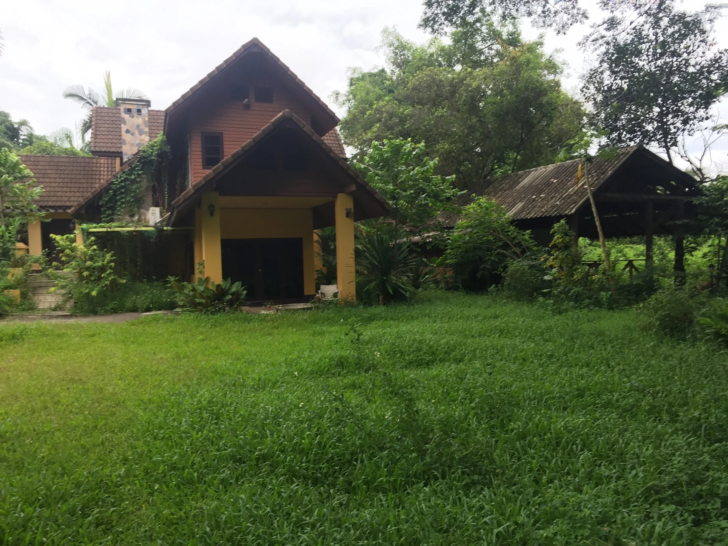 “God’s Yellow House in Chiang Rai, Thailand, surrounded by tropical gardens.”