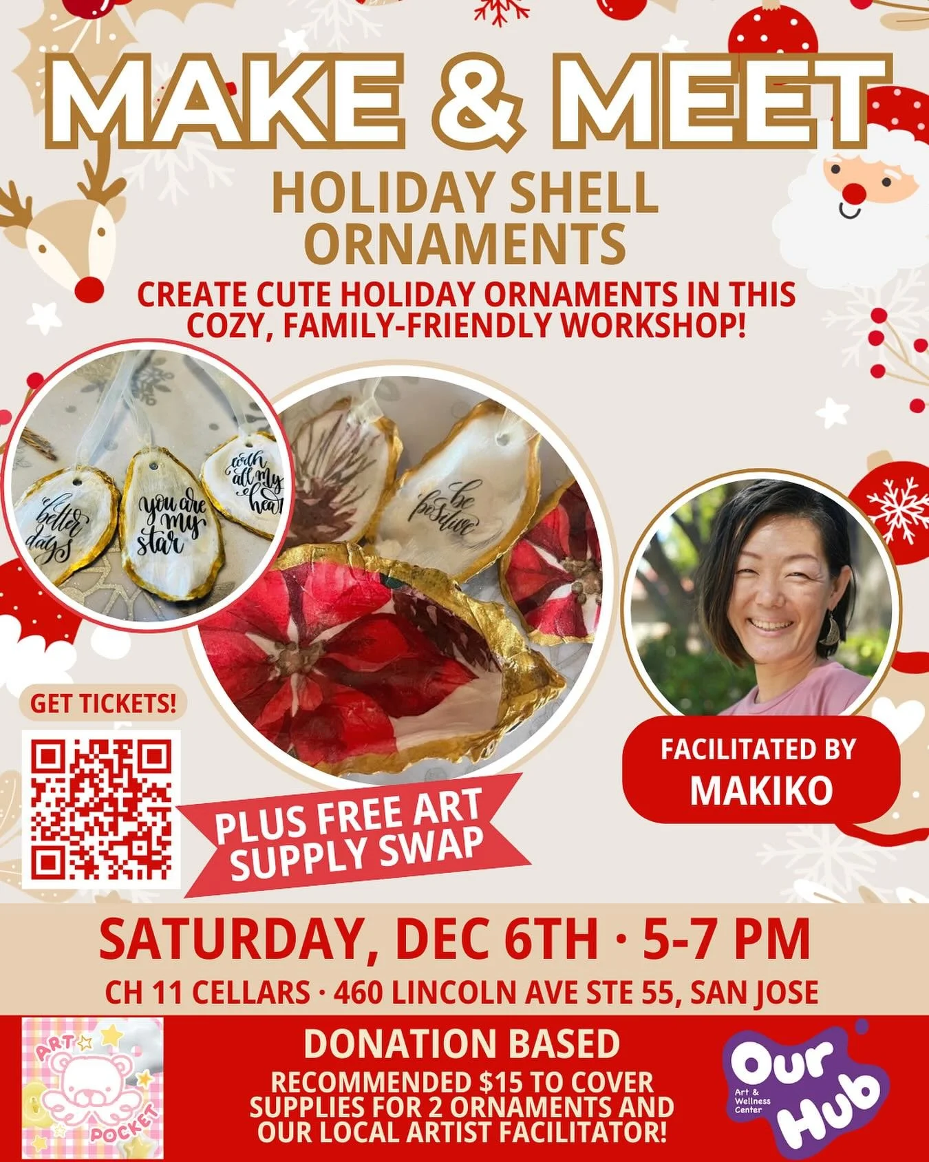 ✨ Make &amp; Meet: Oyster Shell Ornament Making and Art Swap ✨
Dec 6 | 5&ndash;7 PM | @ch11cellars, San Jose

We&rsquo;re hosting our first-ever donation-based workshop &mdash; pay what you can, with a recommended $15. 🤍

Join us, @artpocketsj , and