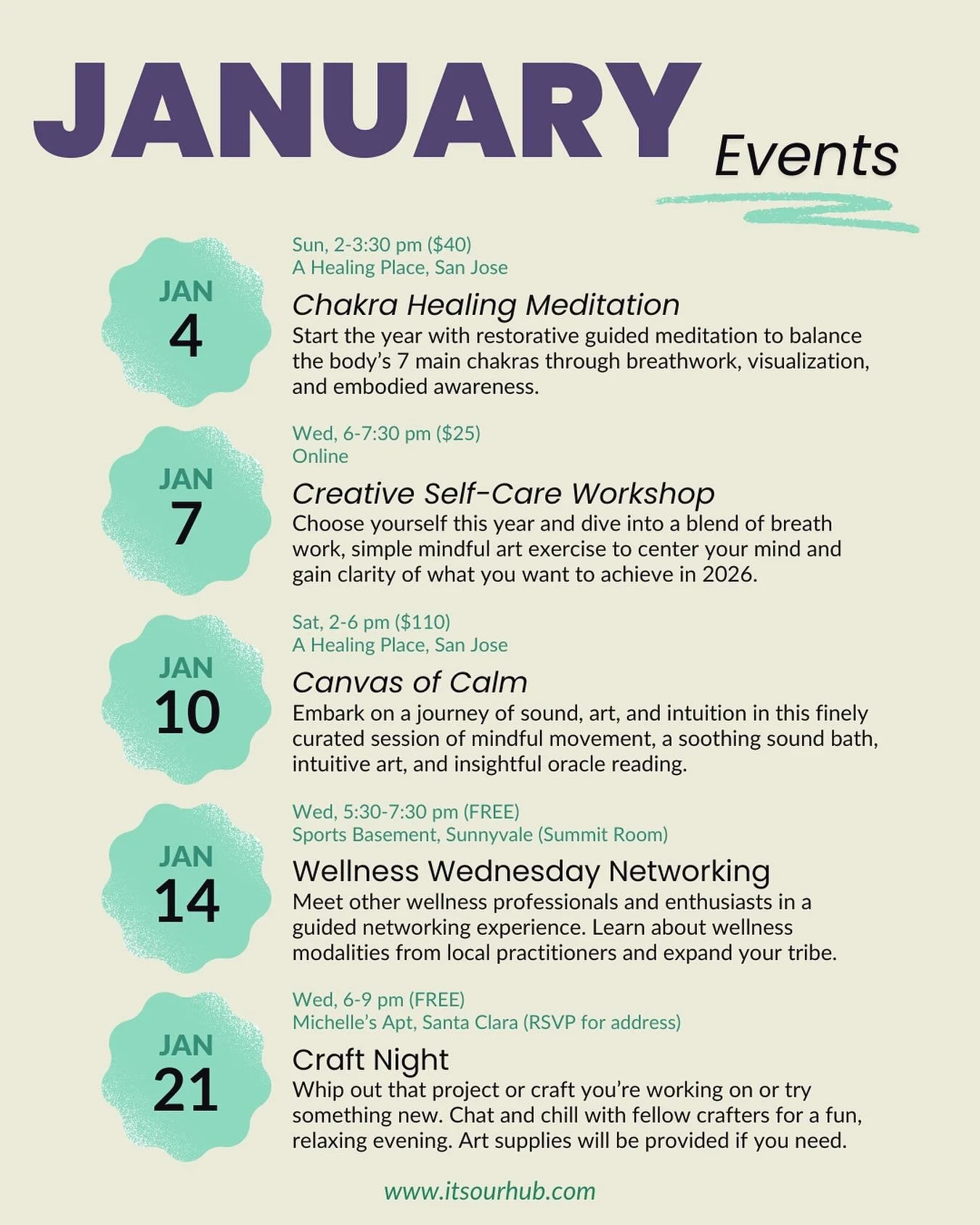 🎆 New Year, New Events!

This is just a taste of what we have in store for this coming year! We hope to see you at our events. We can&rsquo;t wait to meet you and hang out!

Our full list of events can be found at itsourhub.com!
