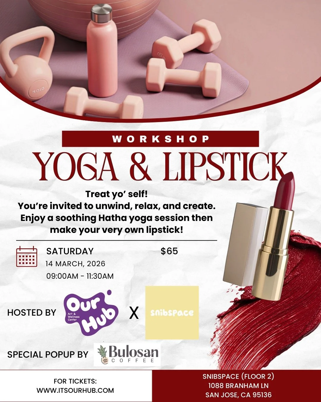 Yoga &amp; Lipstick: A Self-Care Soir&eacute;e 💄🧘&zwj;♀️

When was the last time you carved out space just for you?

Step away from the rush of daily life and join us for a playful, feel-good workshop @snibspace that blends relaxation with creativi