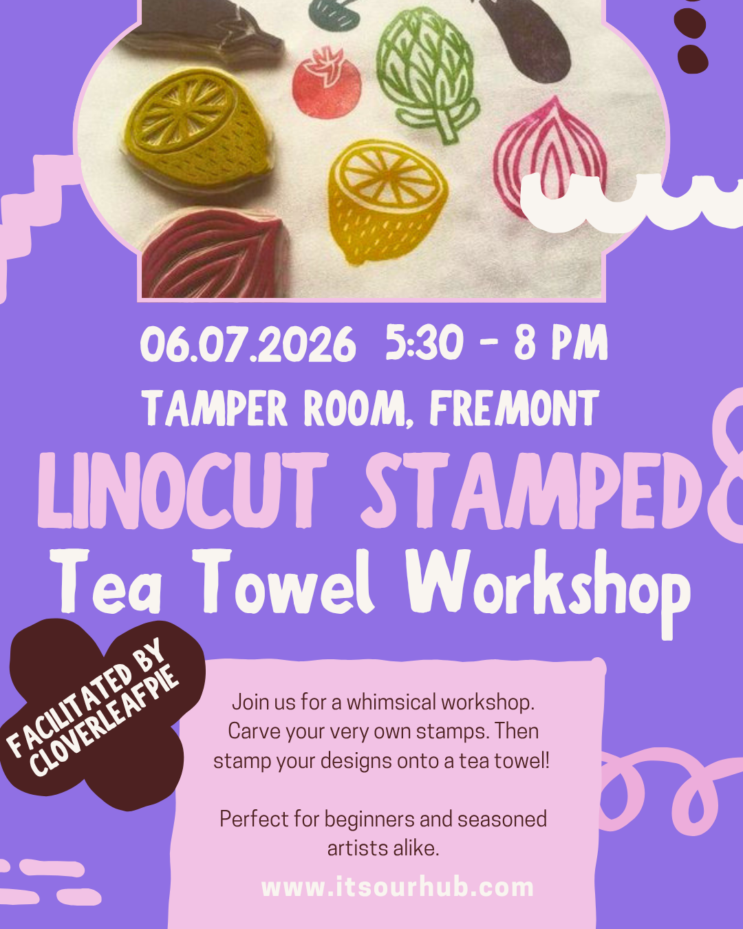 Linocut Stamped Tea Towels