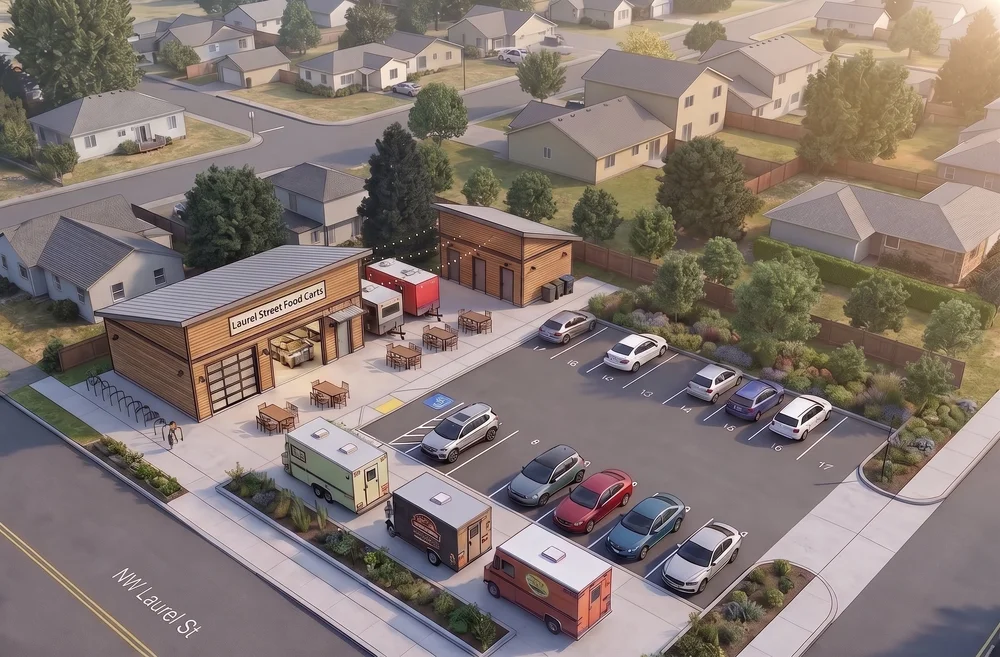 First Street Food Cart Pod: Site Civil and Infiltration Design in Downtown Scappoose
