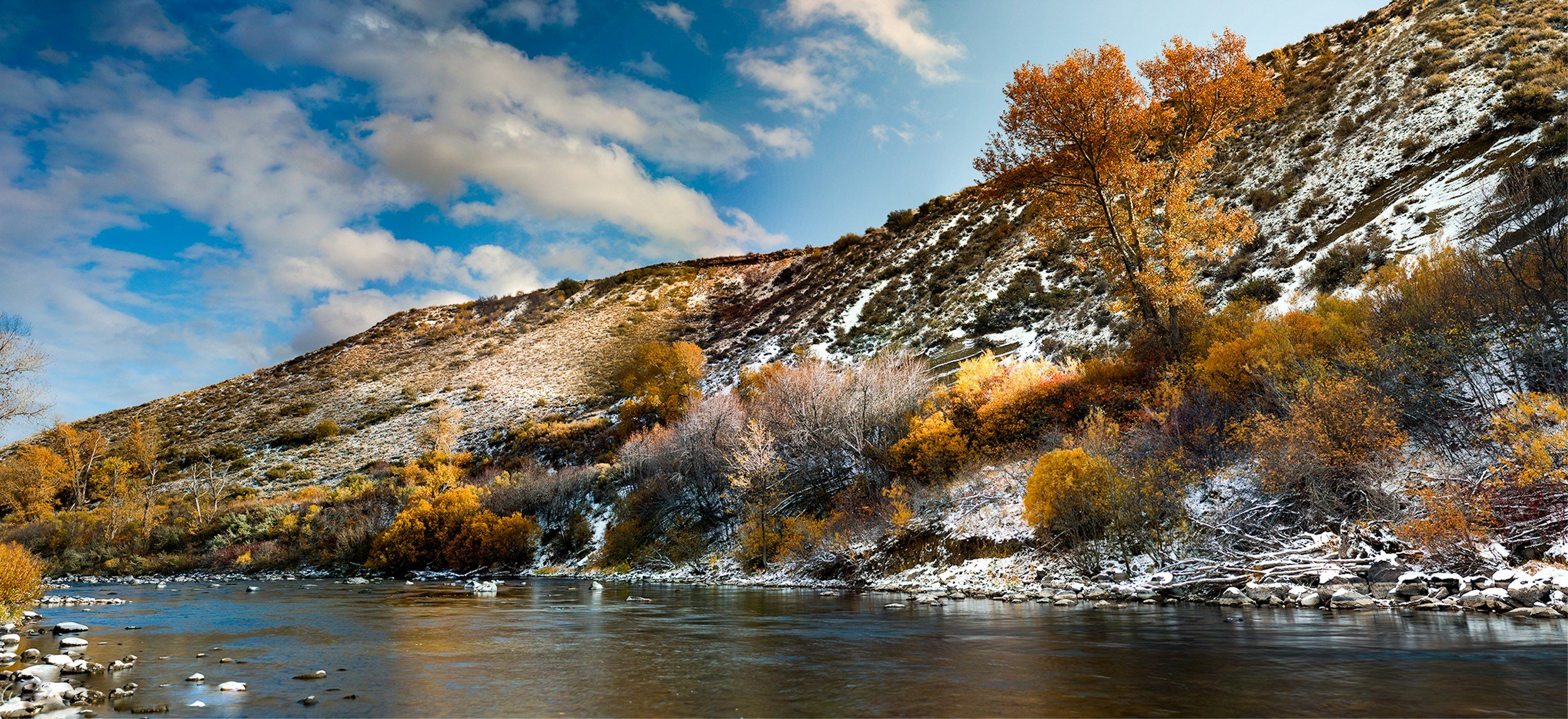 view of the truckee river during autumn