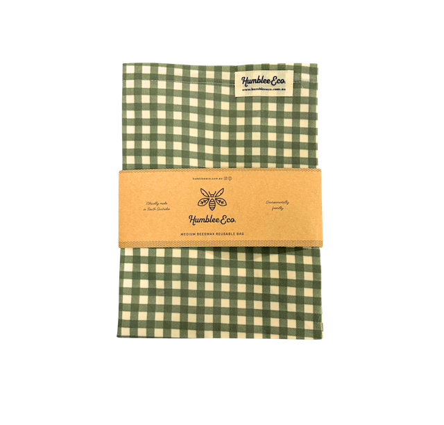 Medium Beeswax Bag – Sage Check
