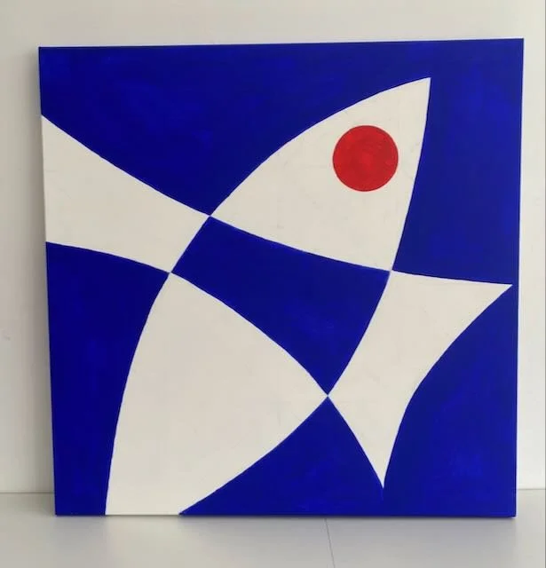 Fish, acrylic paint on canvas. 76cm x 76cm, $1500.
