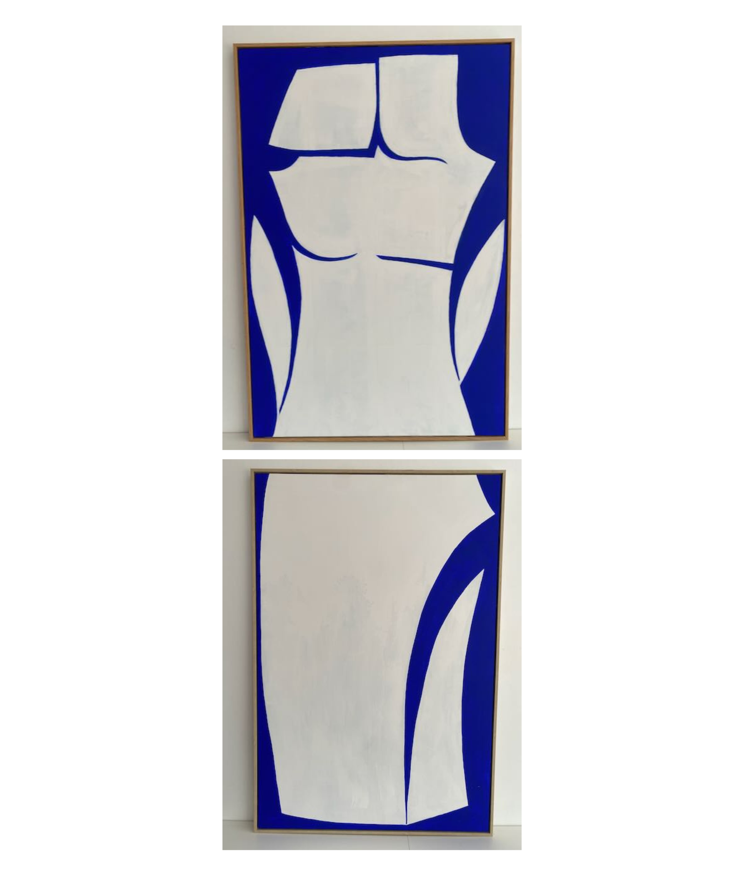 Mollie's Figure, Acrylic paint on recycled canvas, 123cm x 83cm. $2,000 for both canvas.