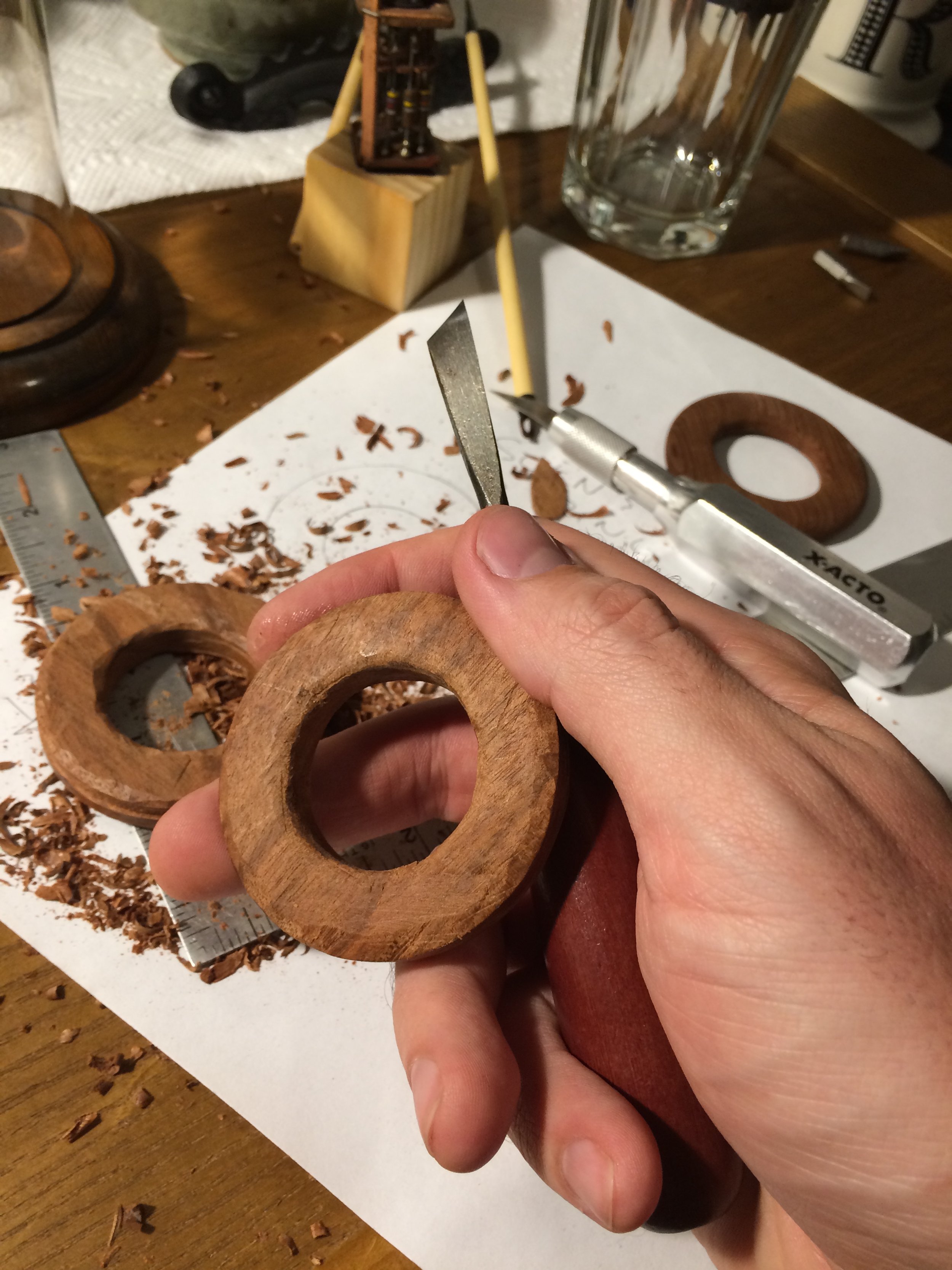 Hand Carved Rakusu Rings Process.JPG