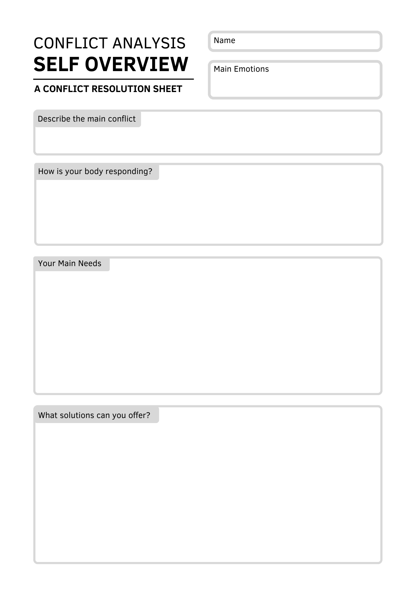 Conflict Analysis Sheets