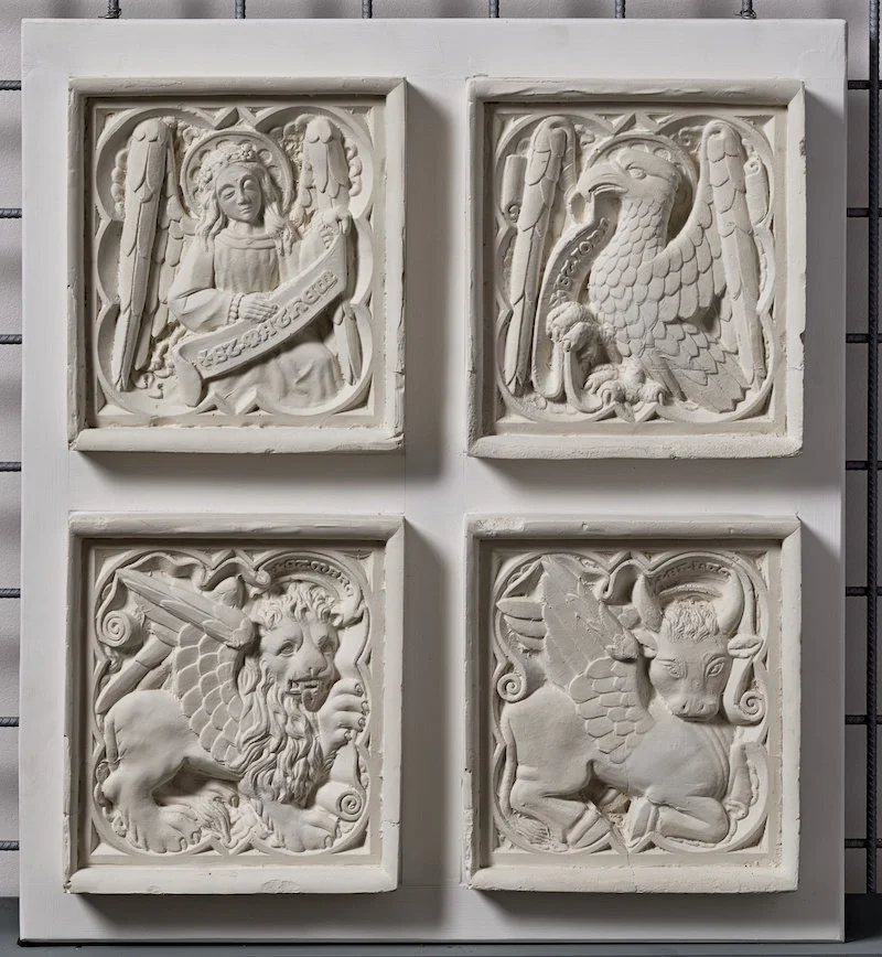 EVANGELISTS. High relief panels x 4. Cement or Hydrostone. 270 x 160
