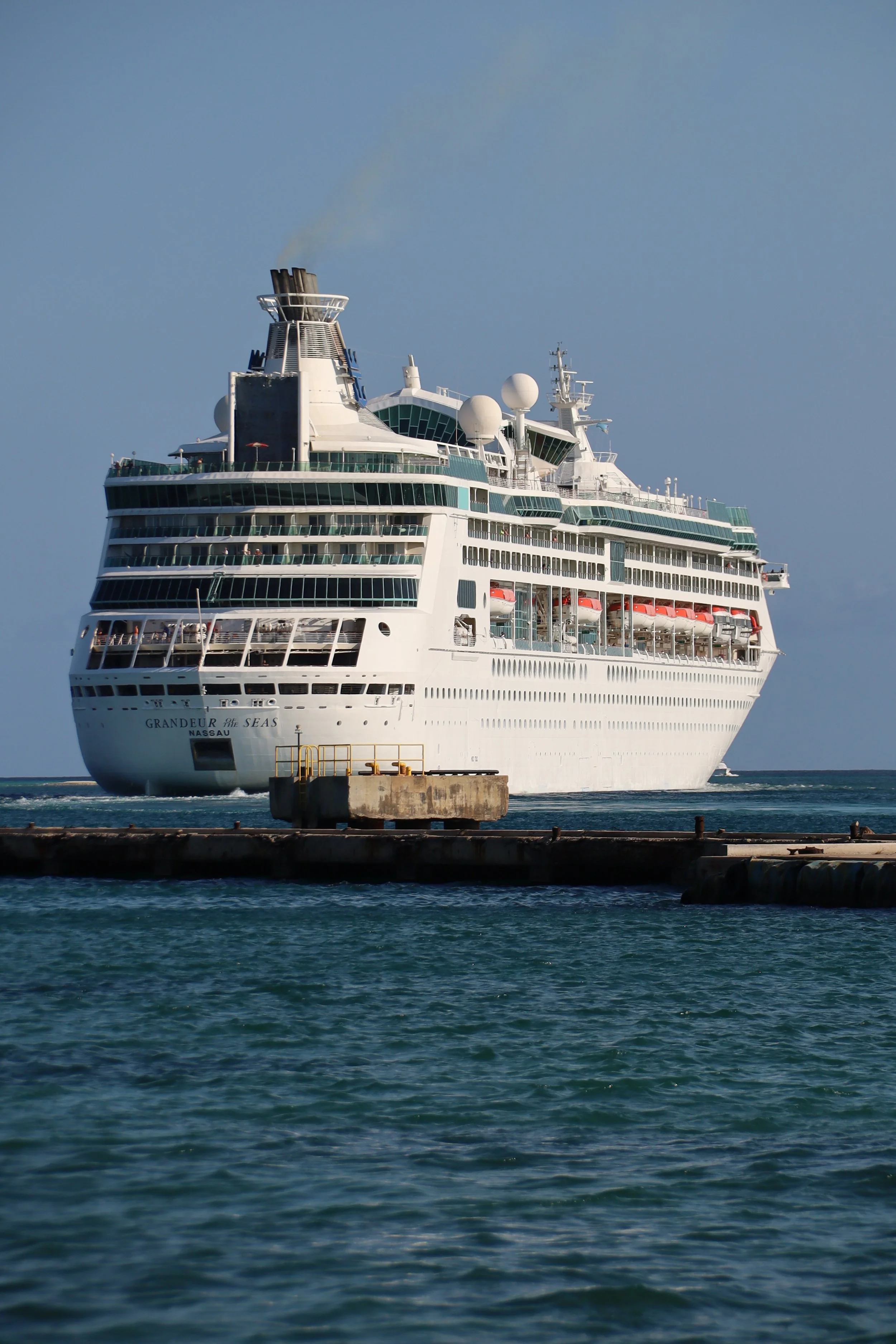 Cruise ship entering Paardenbaai, Oranjestad, Aruba.