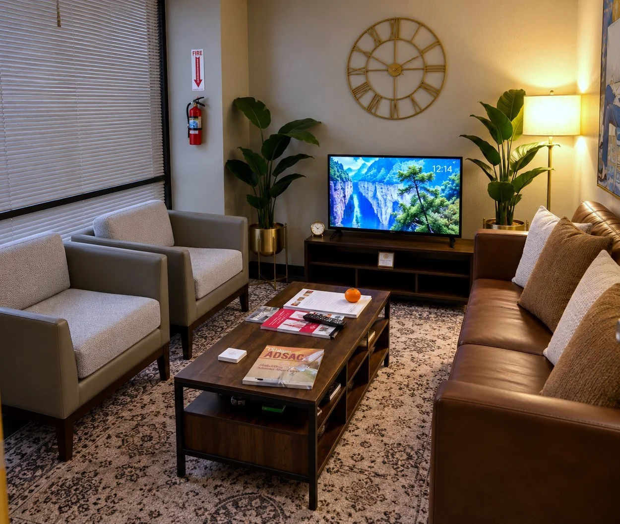 Reception and waiting area at Maple Life Solutions in Warr Acres, Oklahoma