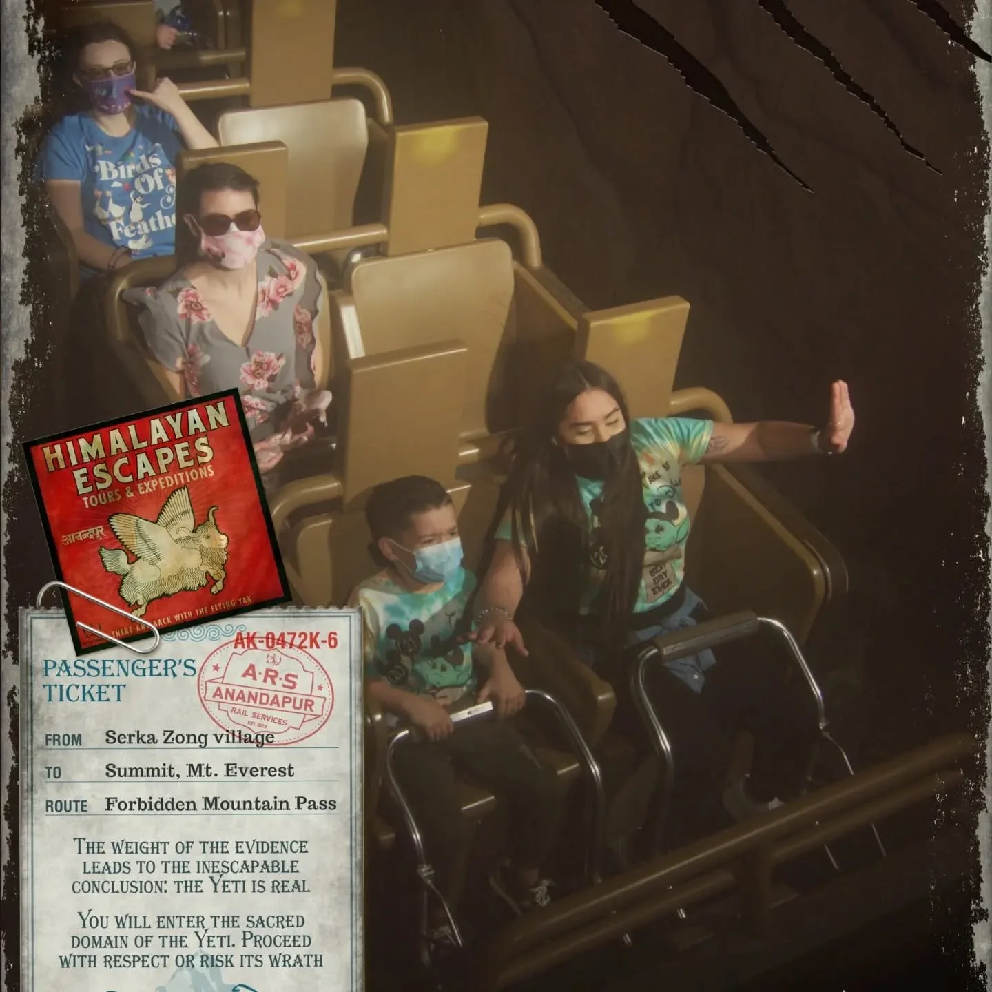 The mask was hiding the emmence joy I felt while riding Expedition Everest. It had been 10 years since I had met the Yeti! We always seemed to ride everything else, and last year I made time for it! Does anyone else have a ride that you seem to skip 