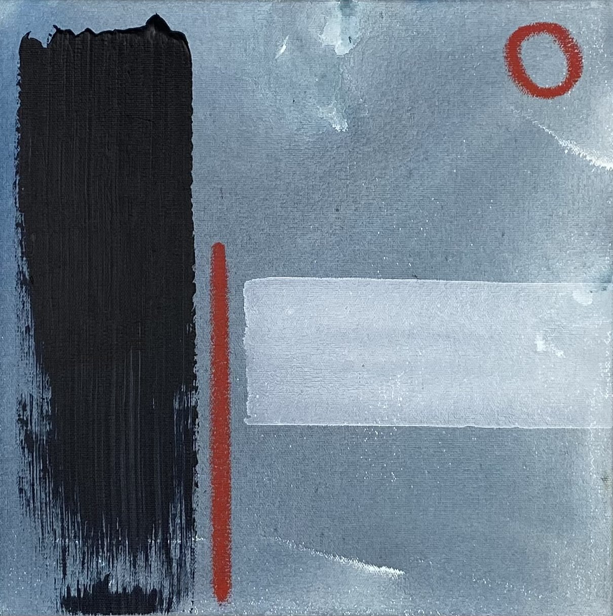 "Blue with Red Circle" - 12x12 in - Mixed Media artwork on Canvas, 2025