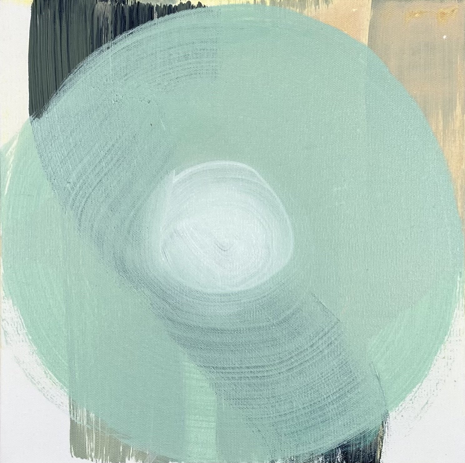 "Green-Blue Circle" - 12x12 in - Mixed Media artwork on Canvas, 2025