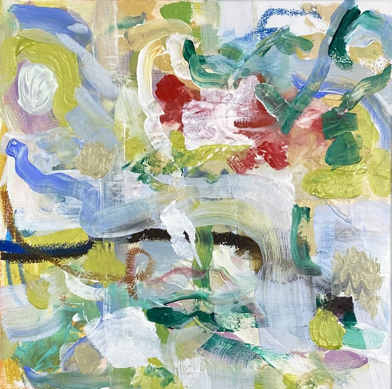 "Ten Seconds Sooner" - 12x12 in - Mixed Media artwork on Canvas, 2025