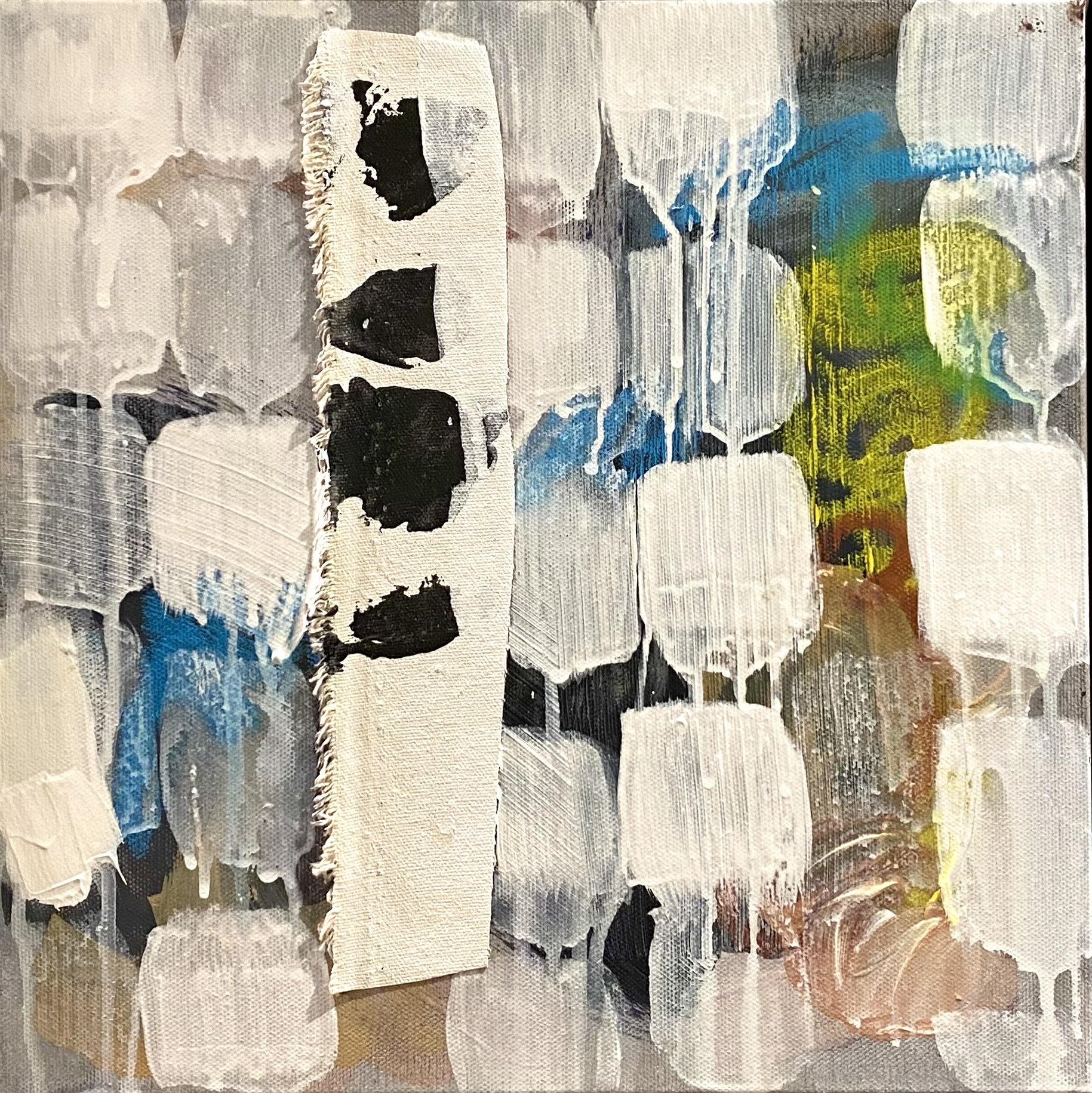 "Buttoned Up" - 12x12 in - Mixed Media artwork on Canvas, 2025