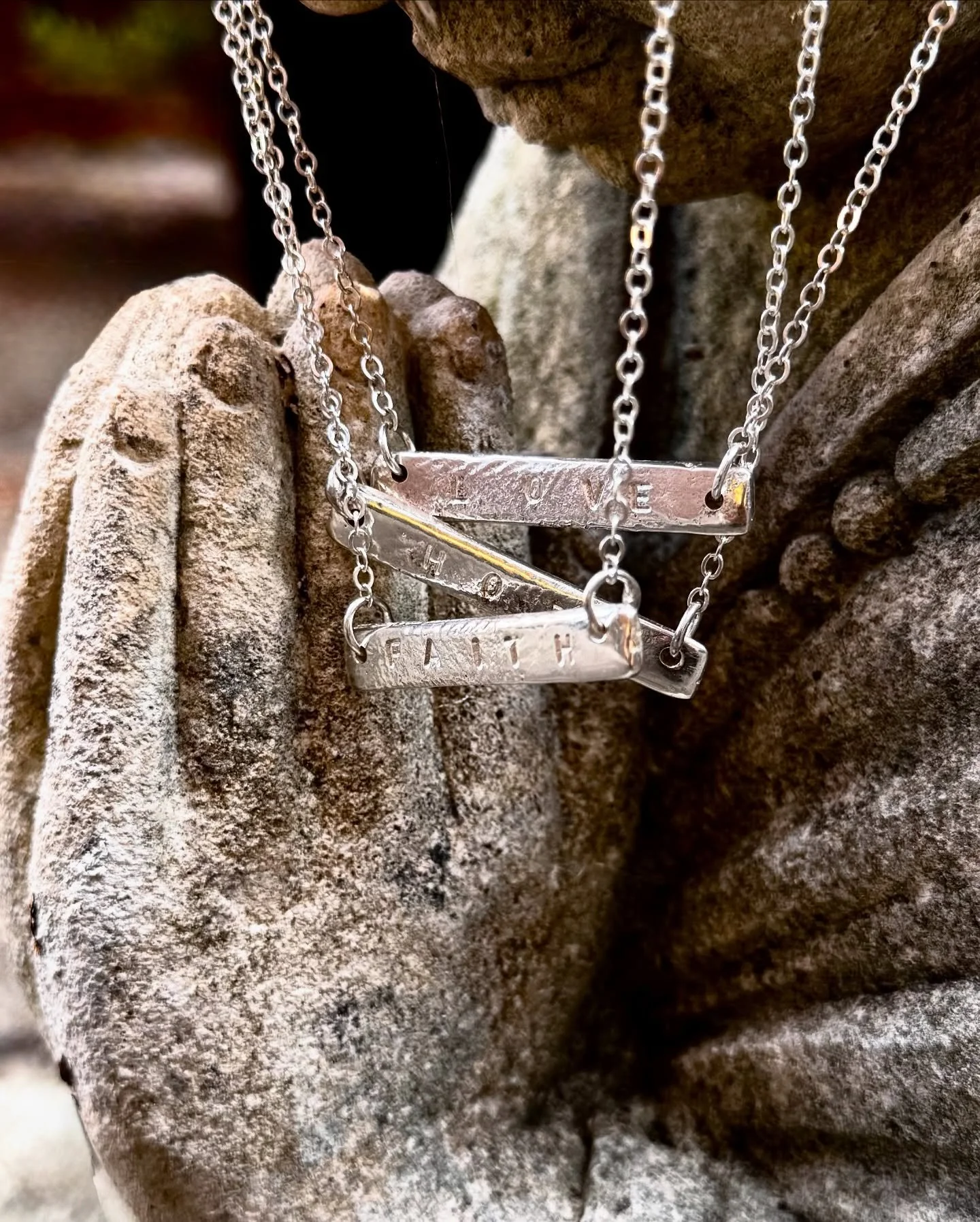 The Sand Bar Necklace&hellip; inspired by the ripples carved into the shoreline as the tides ebb and flow. Reminders of patience and perseverance.

Each one an inspired affirmation, special name, or date forged into a silver bar and worn close to the