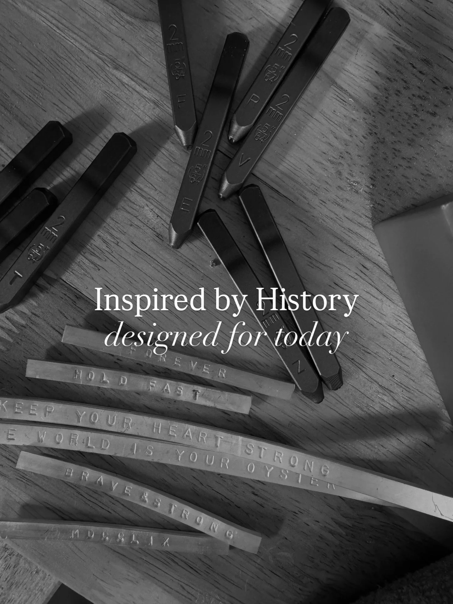 In centuries past, lovers exchanged poesy rings with secret messages hidden inside. 

We&rsquo;ve reimagined this tradition for today. Your lyric. Your vow. Your dream.

Hand-stamped in sterling silver, these aren&rsquo;t just bracelets&hellip; they&