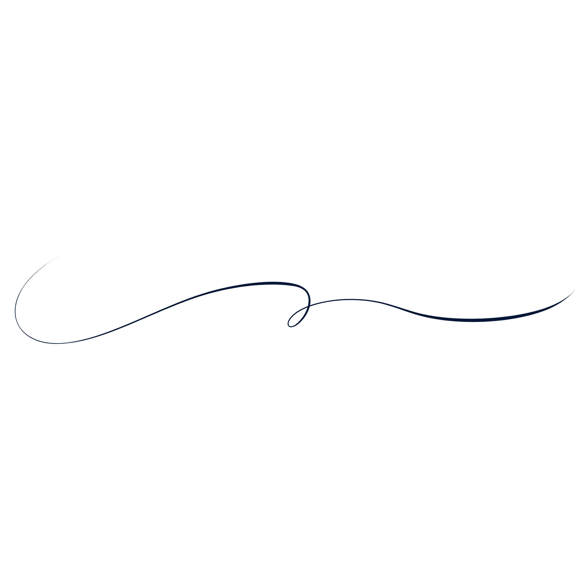Thin dark blue decorative flourish line with sweeping curves on a black background