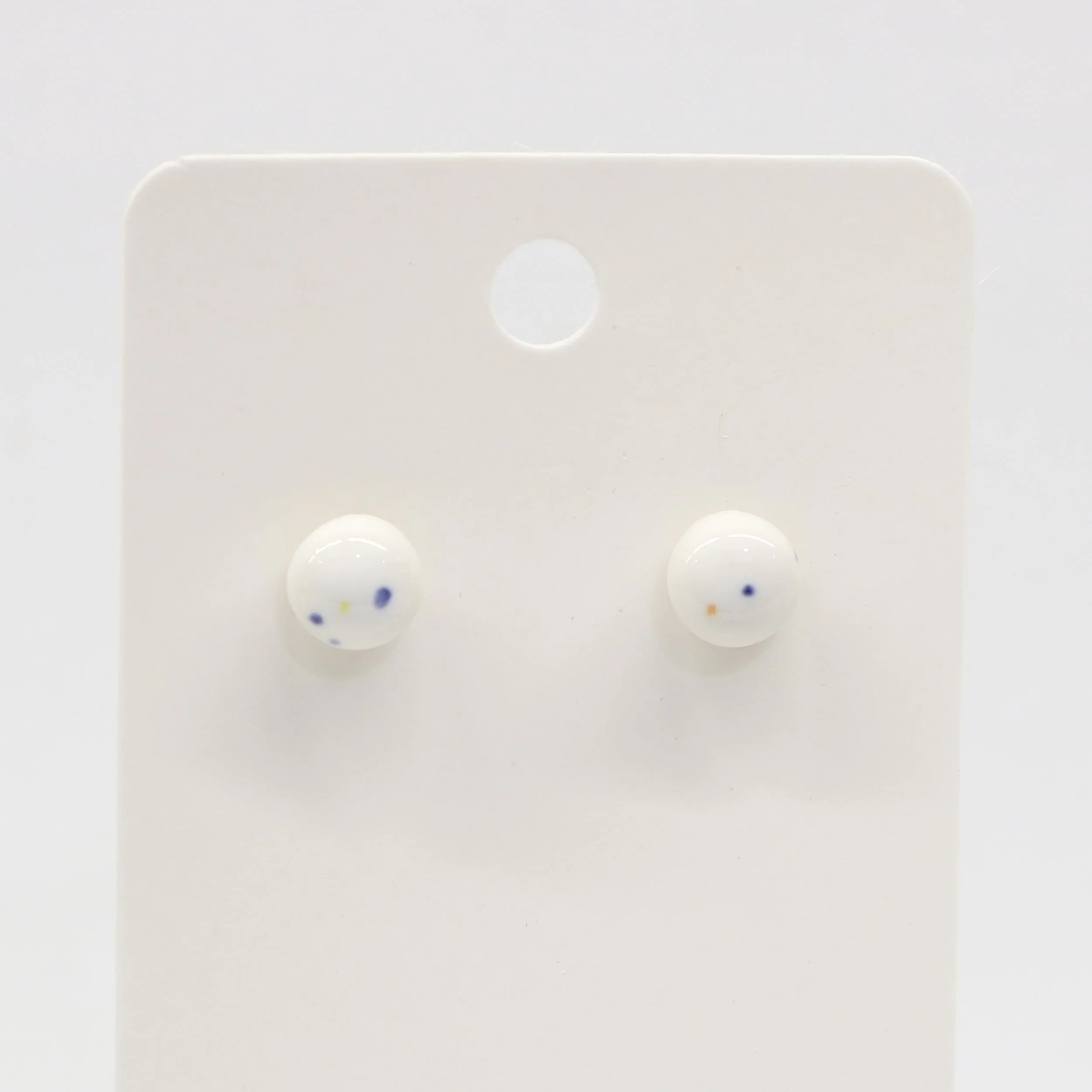 White Speckle Stud Earrings