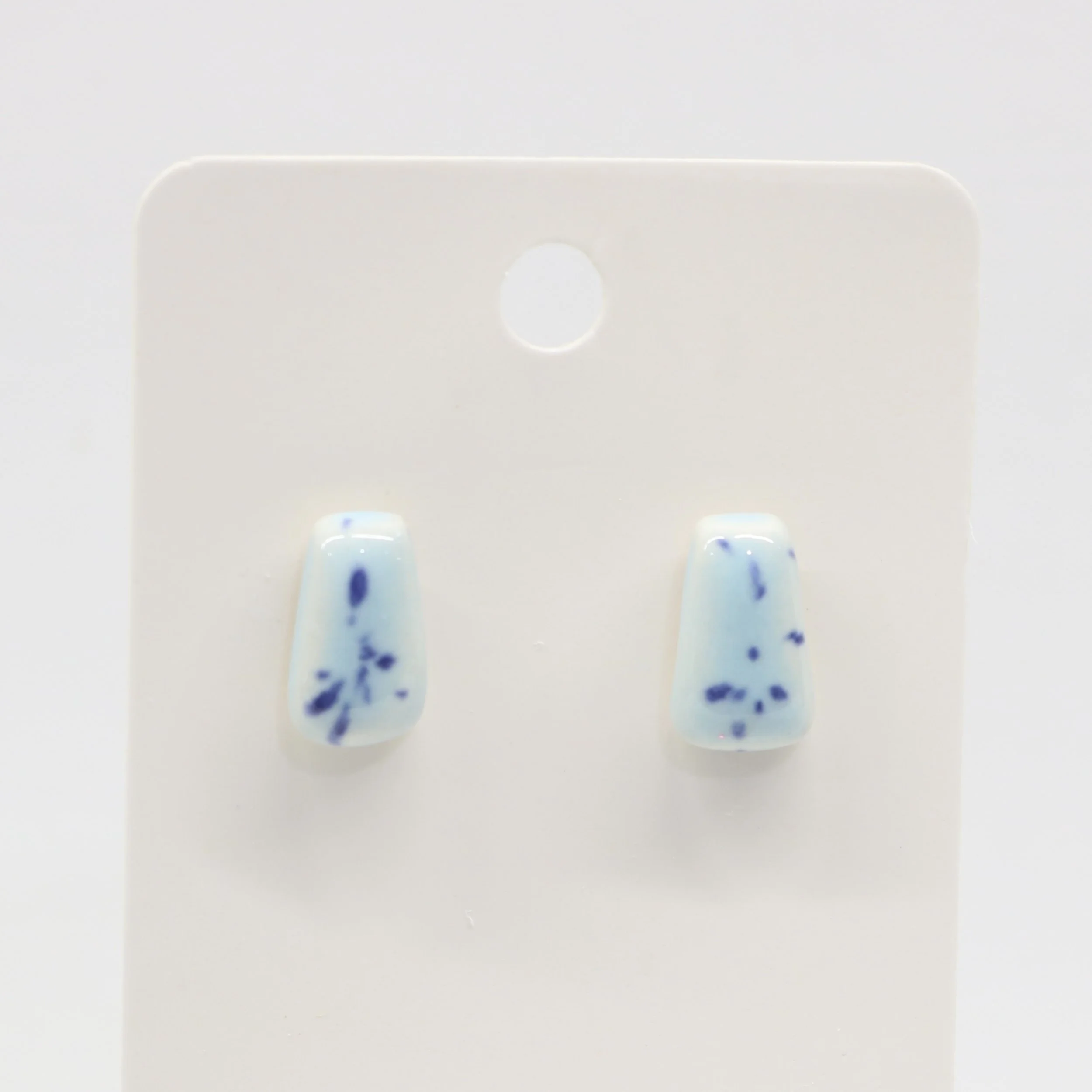 Tapered Blue Speckle Stud Earrings