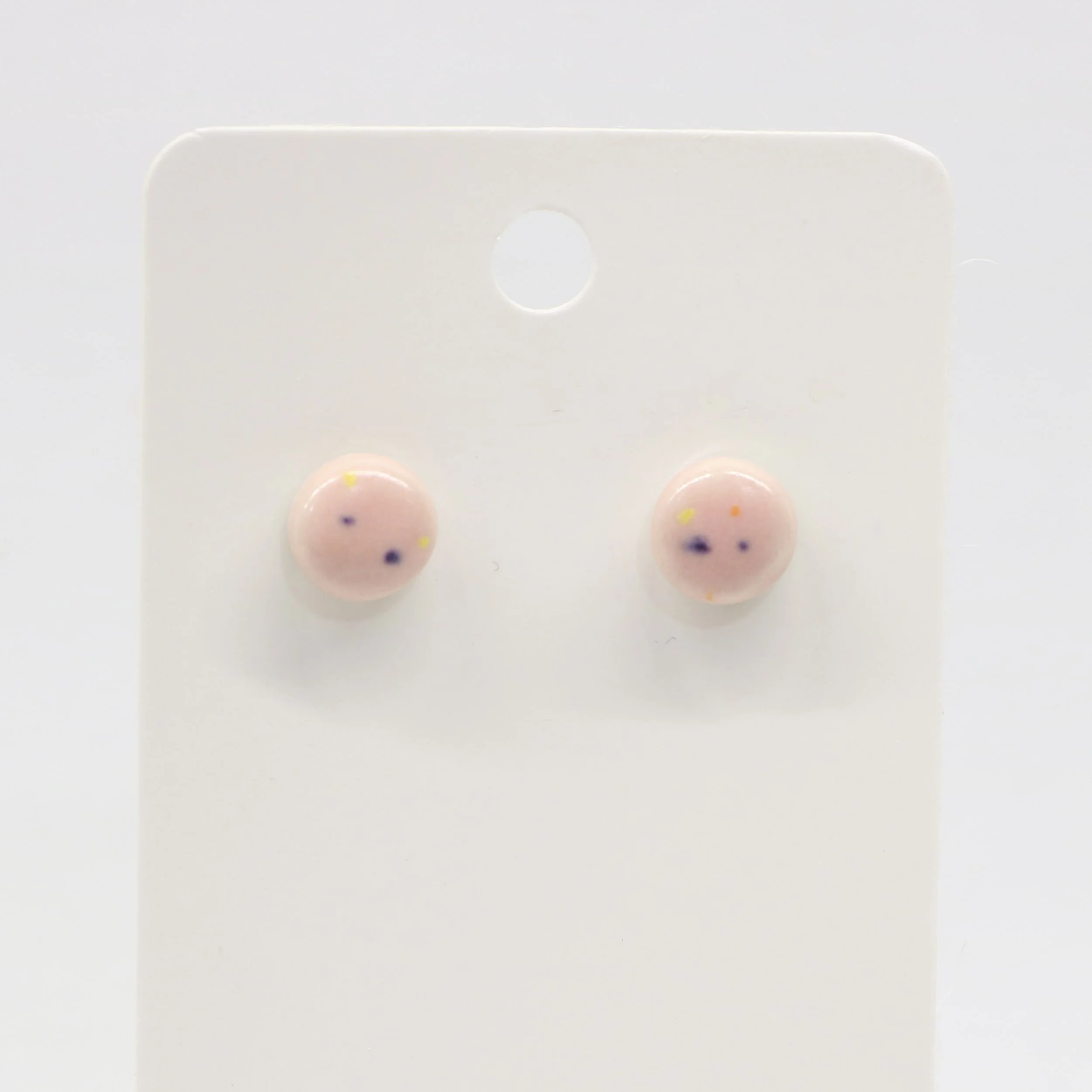 Matte Pink Speckle Stud Earrings