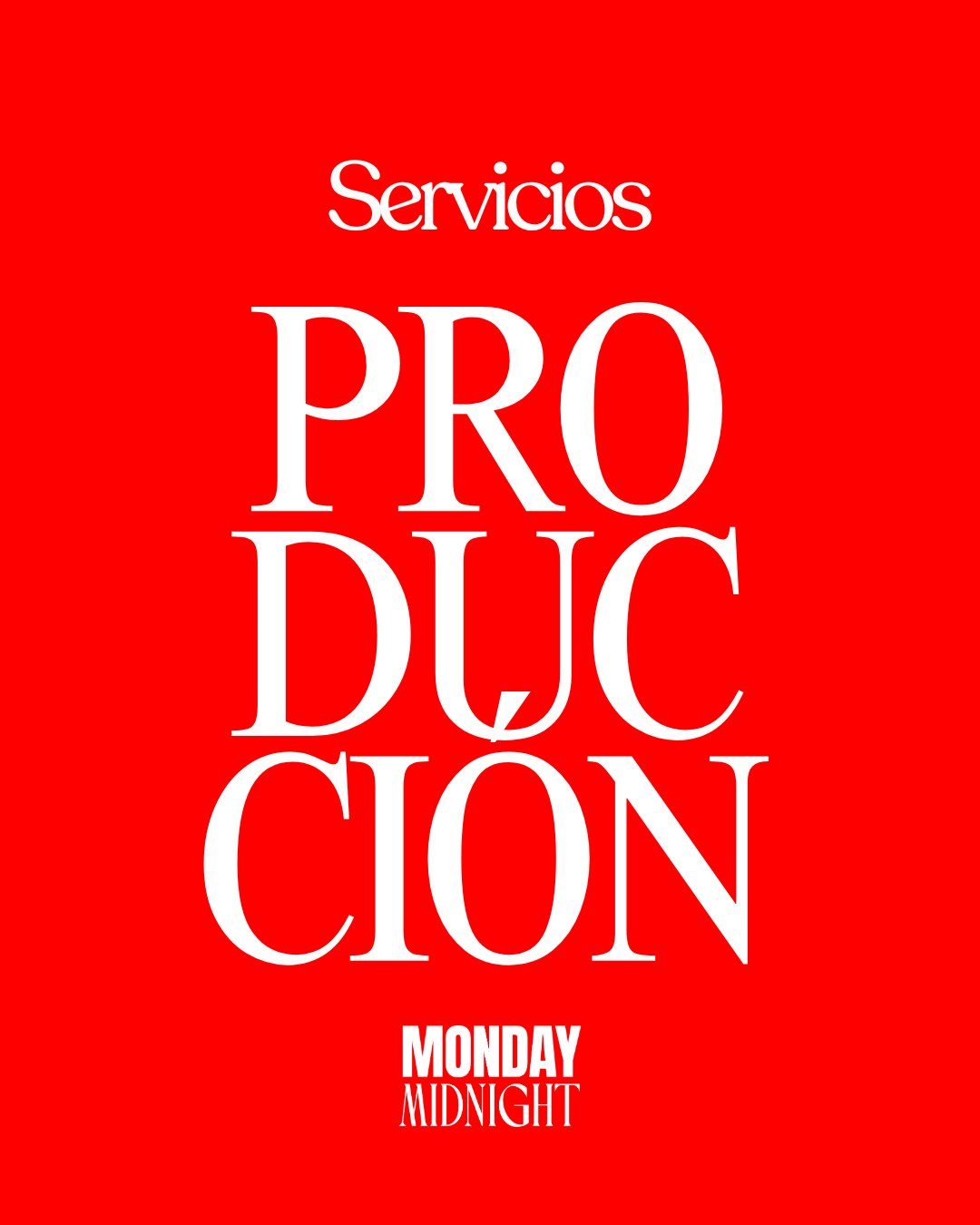 Fondo rojo con texto blanco que dice 'Servicios Produccion' en letras grandes