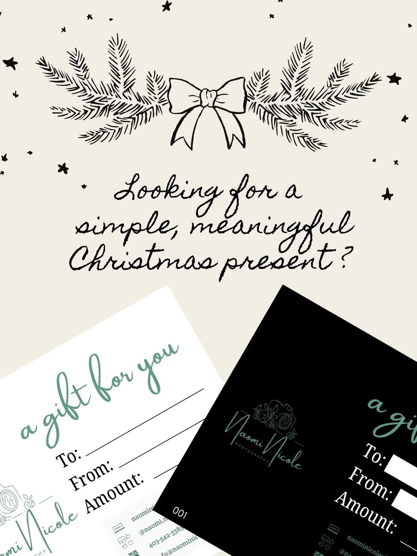 ✨ Still looking for the perfect Christmas gift?
Give the gift of memories. 🎁

Gift certificates are available and make the easiest, quickest, and most meaningful present.

Message me to grab yours!