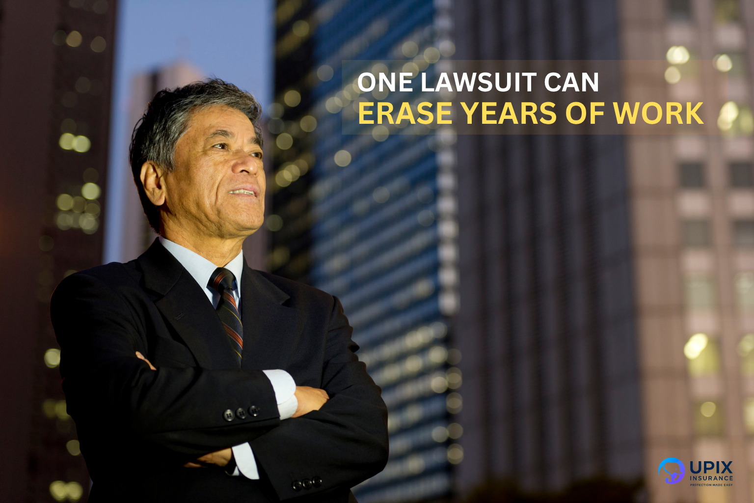 General liability insurance concept showing business professional and warning about lawsuit risk for NJ businesses