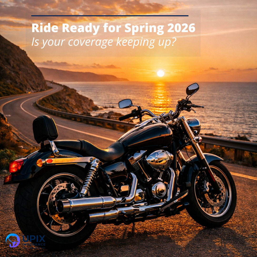 Close-up of a polished chrome motorcycle engine parked on a scenic New Jersey road during spring, highlighting motorcycle insurance protection.