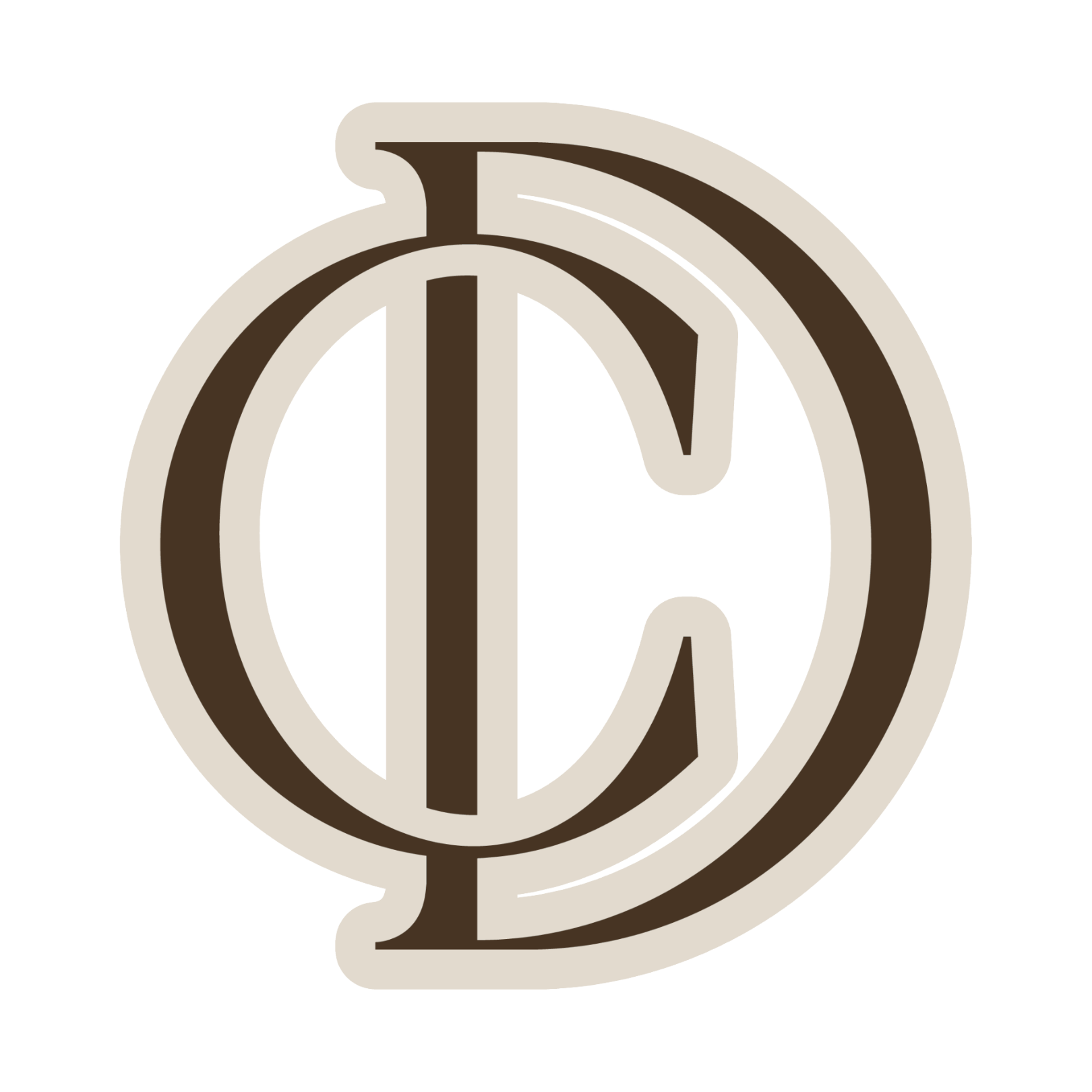 Stylized logo with the letters 'IC' in a circular design with brown and beige colors.