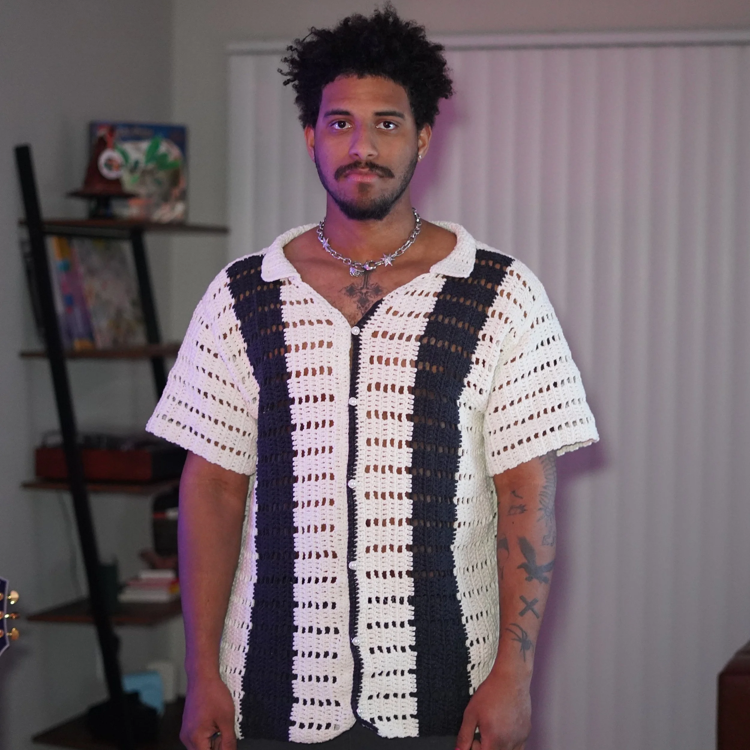 Crochet Cuban Collar Shirt